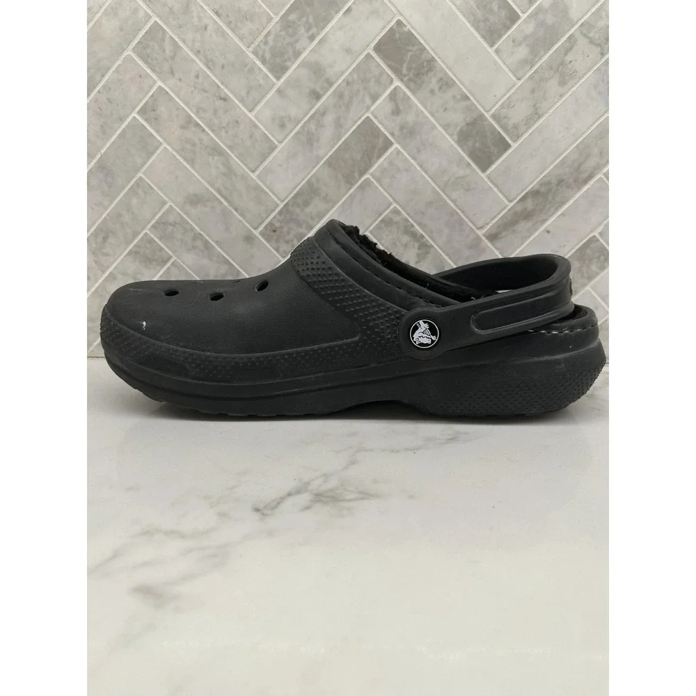 Crocs Dual Clogs Mens Size 8 Black Faux Fur Lined Classic Slip On‎ Winter